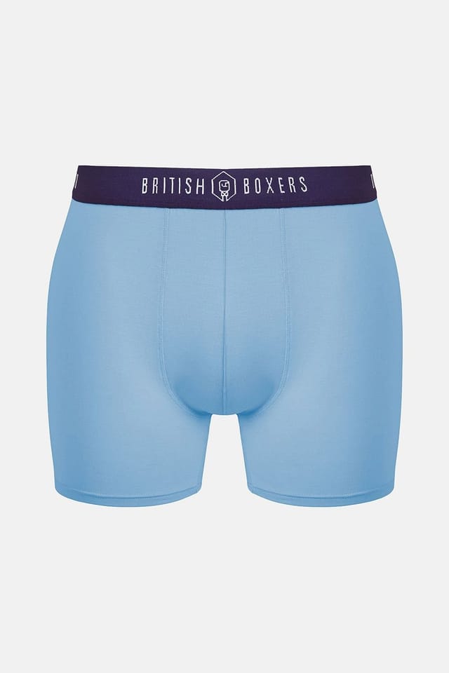 British Boxers British Boxers Men's Pack of Three "Flame Blues" Stretch Trunks in Dark Blue - 2