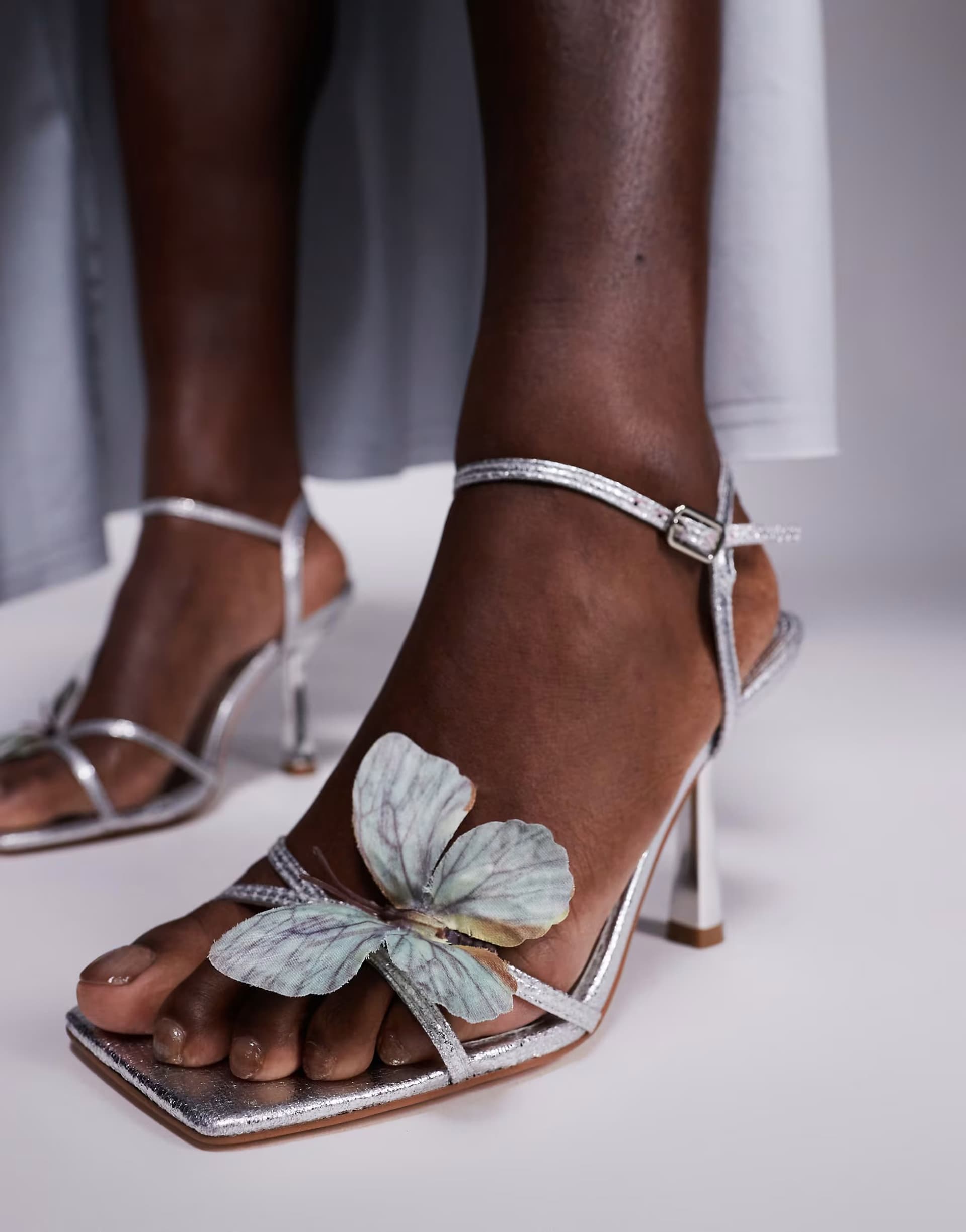 ASOS ASOS Public Desire Silver Barely There Heeled Sandals