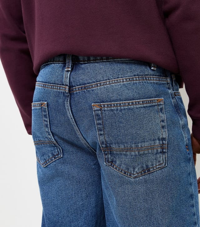 New Look Men's Bright Blue Cotton Baggy Fit Jeans New Look - 2