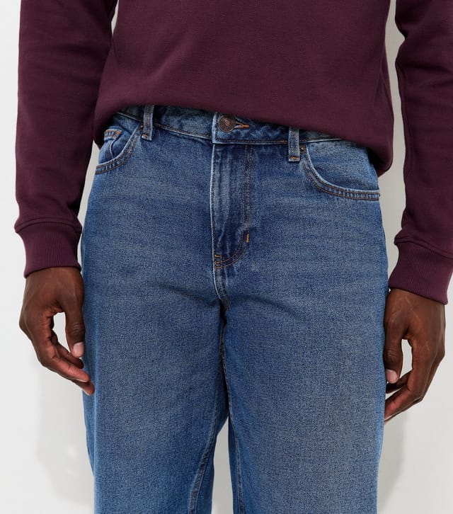 New Look Men's Bright Blue Cotton Baggy Fit Jeans New Look - 3
