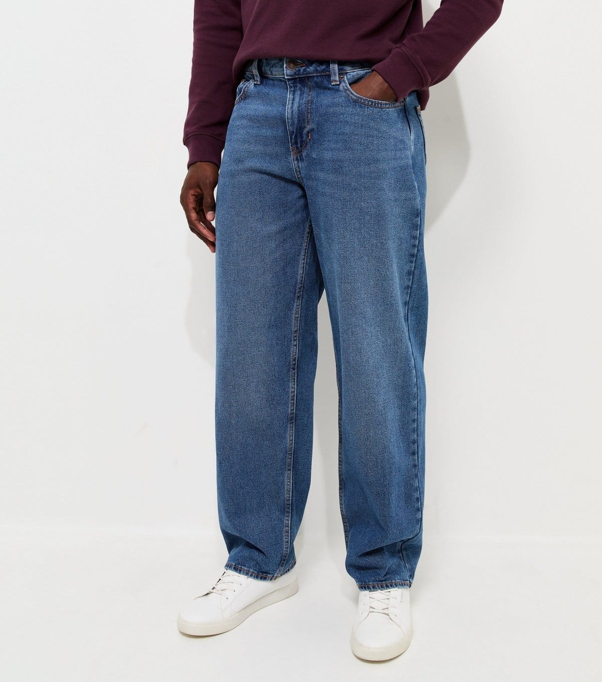 New Look Men's Bright Blue Cotton Baggy Fit Jeans New Look - 4