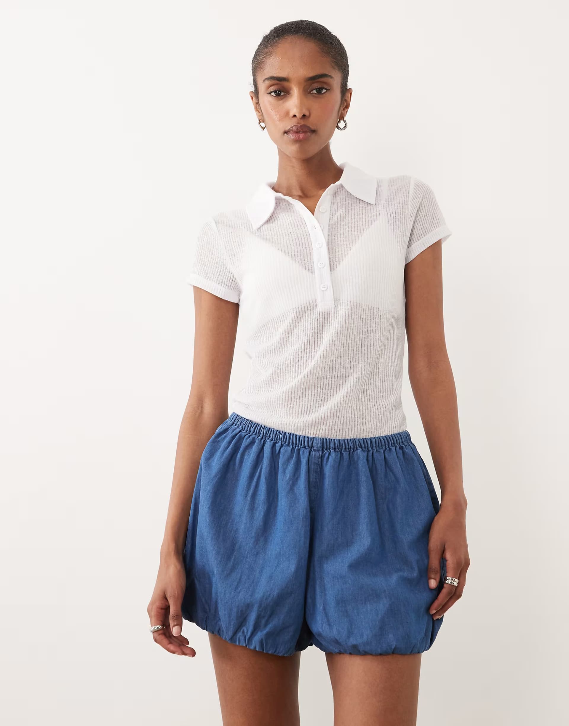 ASOS ASOS DESIGN denim bloomer short co-ord in mid blue
