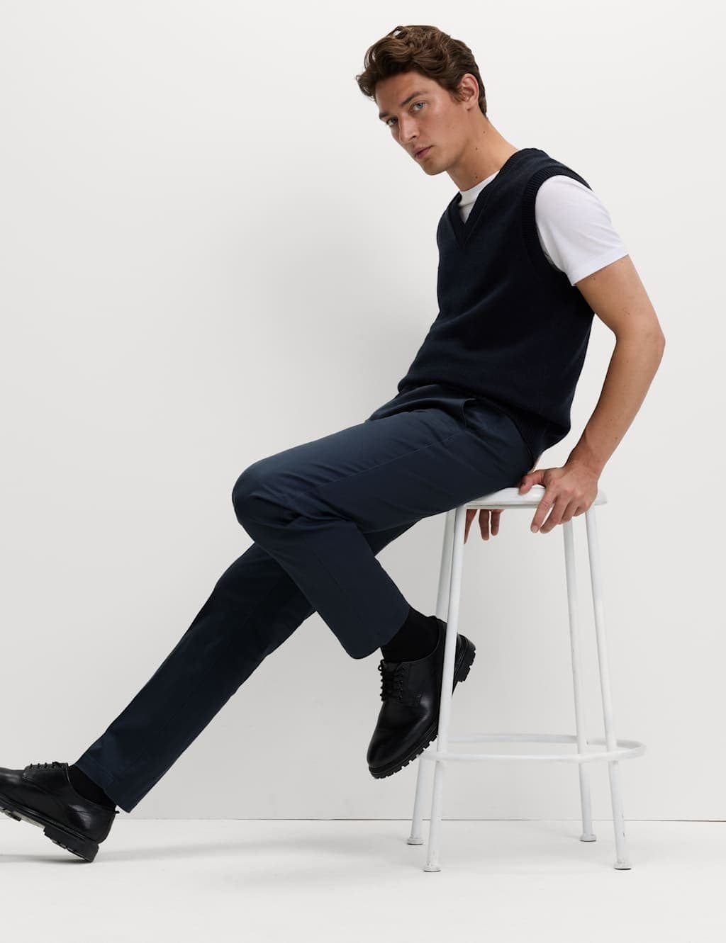 Marks & Spencer M&S Regular Fit Twill Chinos Navy