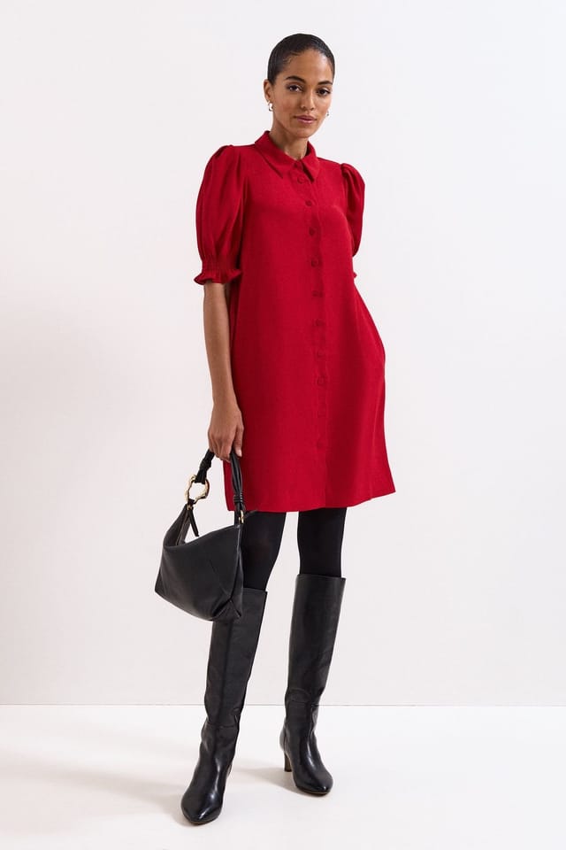 Phase Eight Phase Eight Women's Candice Scallop Detail Shirt Dress in Red - 3