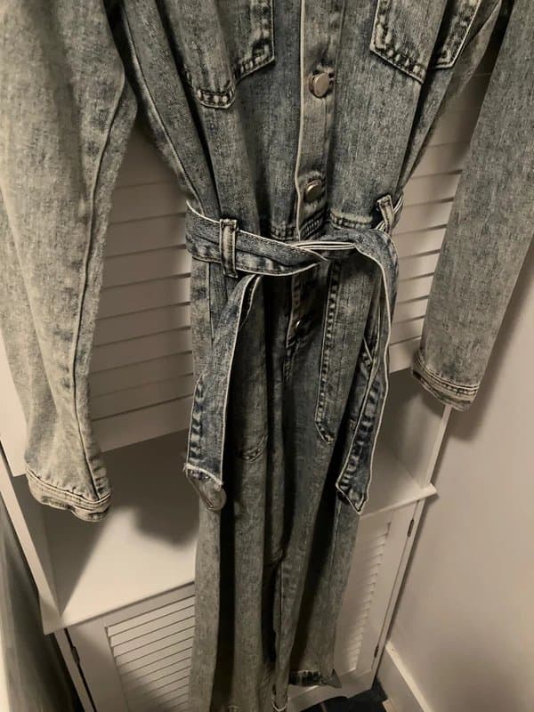 KATE 🩵 Boutique retro acid wash denim jumpsuit boilersuit playsuit 10 M Medium 🩵