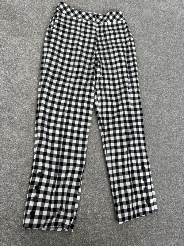 Topshop Black & White Gingham Check Cropped Trousers