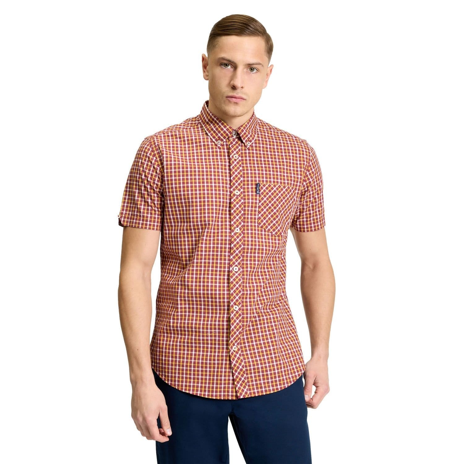 Ben Sherman Red Checked Short-Sleeved Shirt