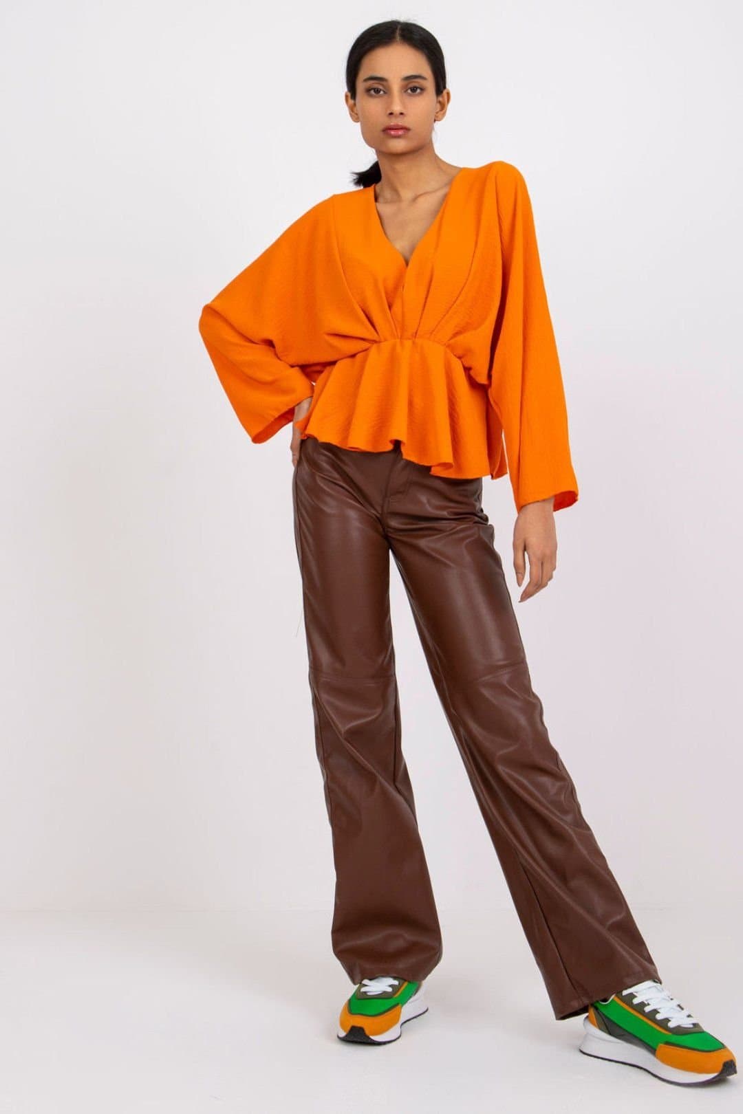 Love Lace Love Lace Women's Loose Fit Wide Sleeve Blouse for Any Occasion in Orange