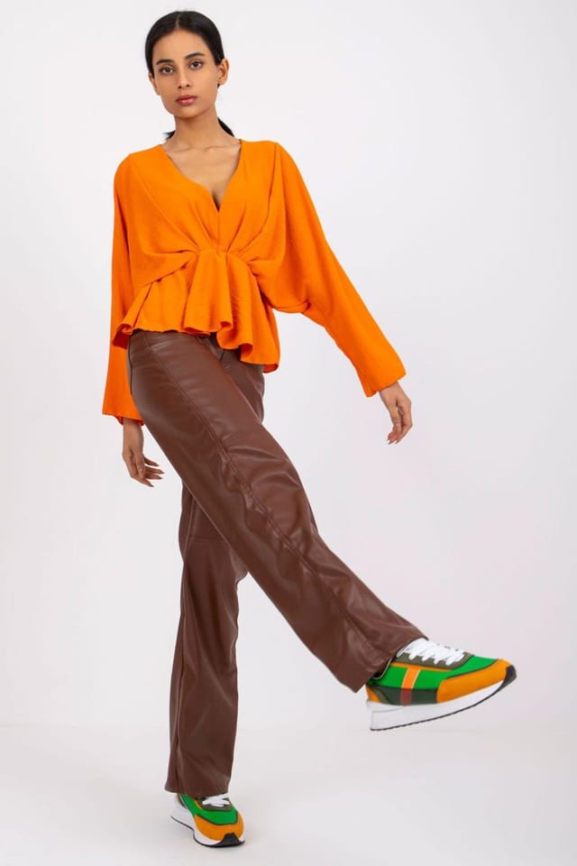 Love Lace Love Lace Women's Loose Fit Wide Sleeve Blouse for Any Occasion in Orange - 2