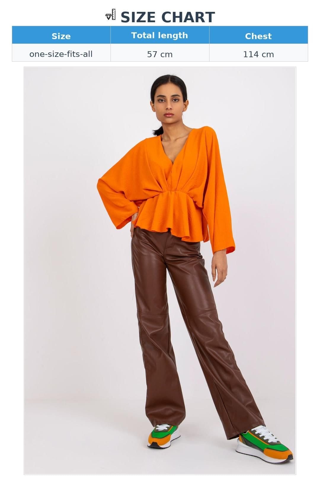 Love Lace Love Lace Women's Loose Fit Wide Sleeve Blouse for Any Occasion in Orange - 4