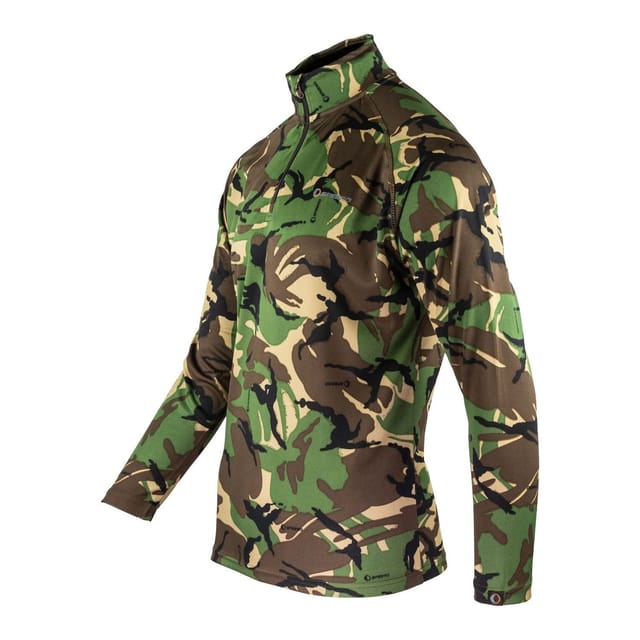 Speero Speero Men's Armour Camo Quarter Zip Midlayer in Dark Green - 3