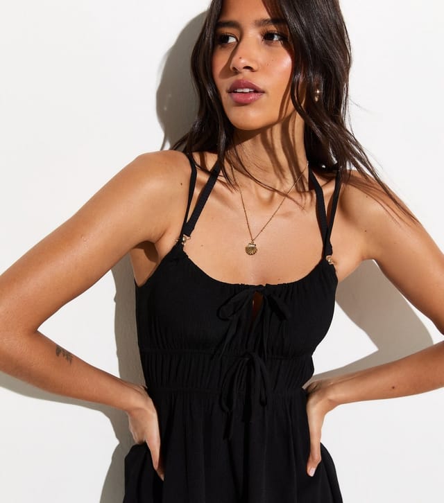 New Look Women's Black Tie Front Beach Mini Dress New Look - 2