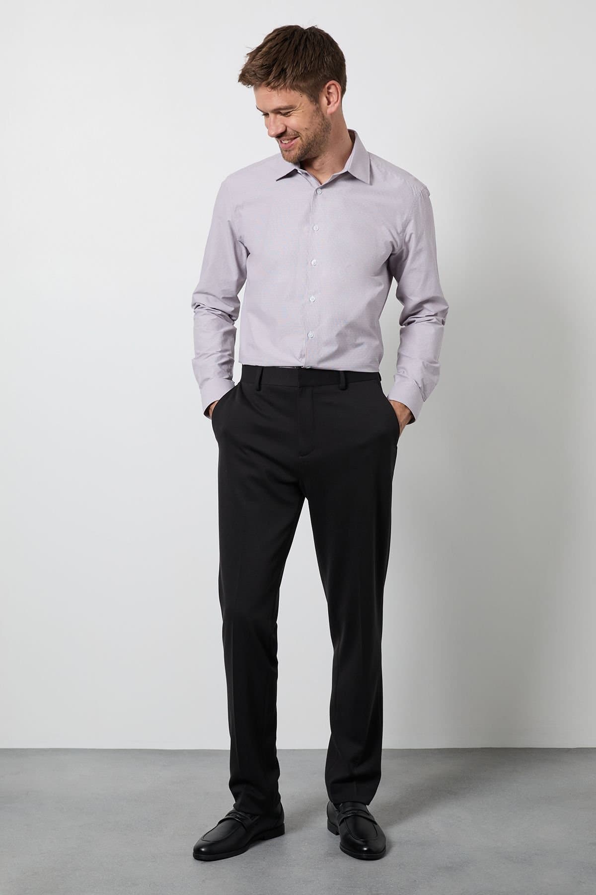 Burton Burton Men's Black Textured Slim Fit Trouser
