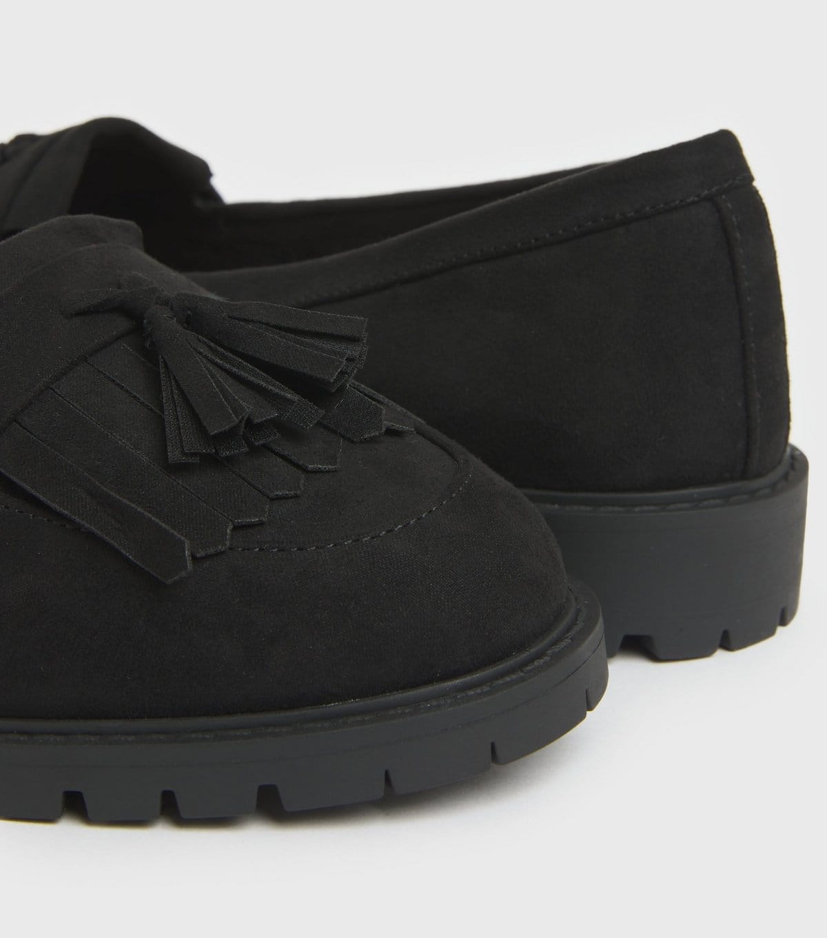 New Look Women's Wide Fit Black Suedette Chunky Tassel Loafers Vegan New Look - 4
