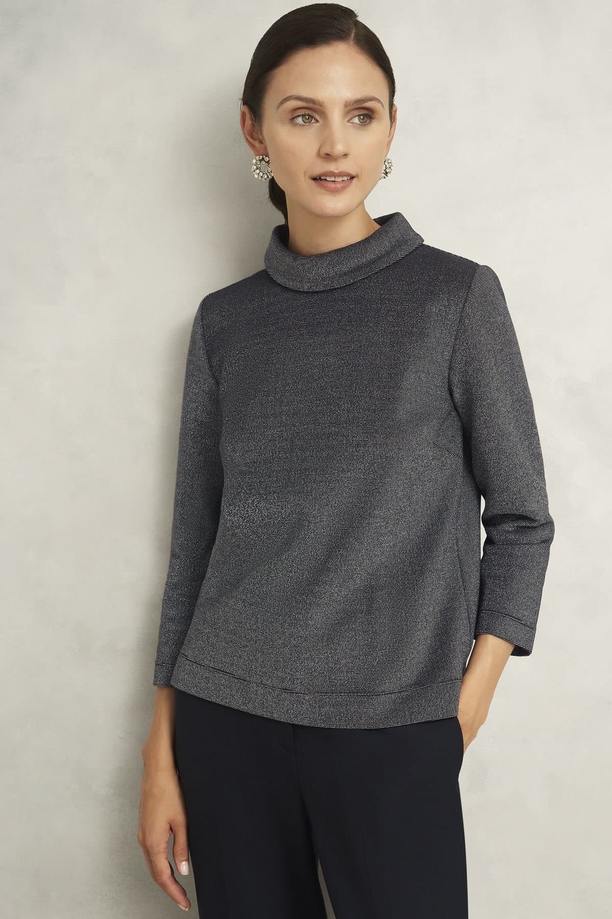 Hobbs London Hobbs London Women's Tali Sparkle Top in Dark Navy
