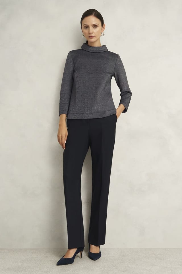 Hobbs London Hobbs London Women's Tali Sparkle Top in Dark Navy - 3