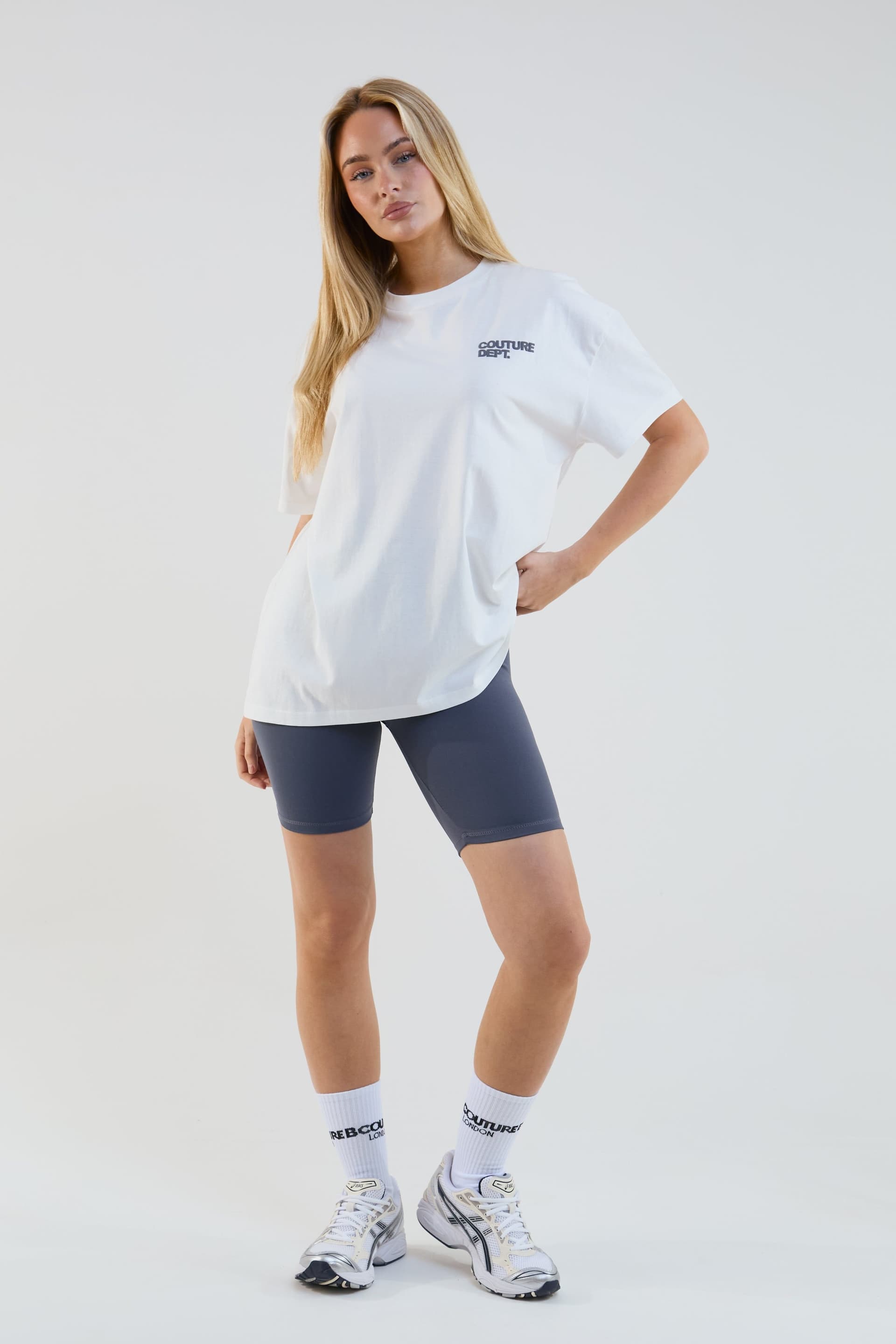BCouture BCouture Women's Cycling Shorts & T-Shirt Set in Off-White