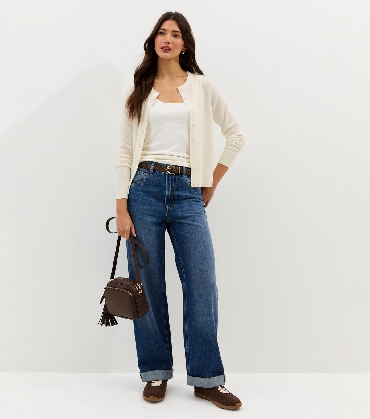 New Look Women's White Knit Crew Neck Button Up Cardigan New Look - 4