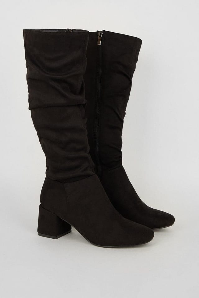 Dorothy Perkins Dorothy Perkins Women's Kaya Ruched Knee High Boots in Natural Black - 3