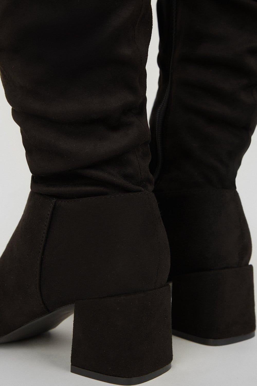 Dorothy Perkins Dorothy Perkins Women's Kaya Ruched Knee High Boots in Natural Black - 4