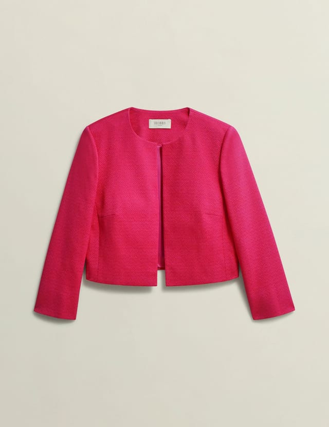 Hobbs London Hobbs London Women's Elize Cropped 3/4 Sleeve Occasion Jacket in Fuchsia - 2