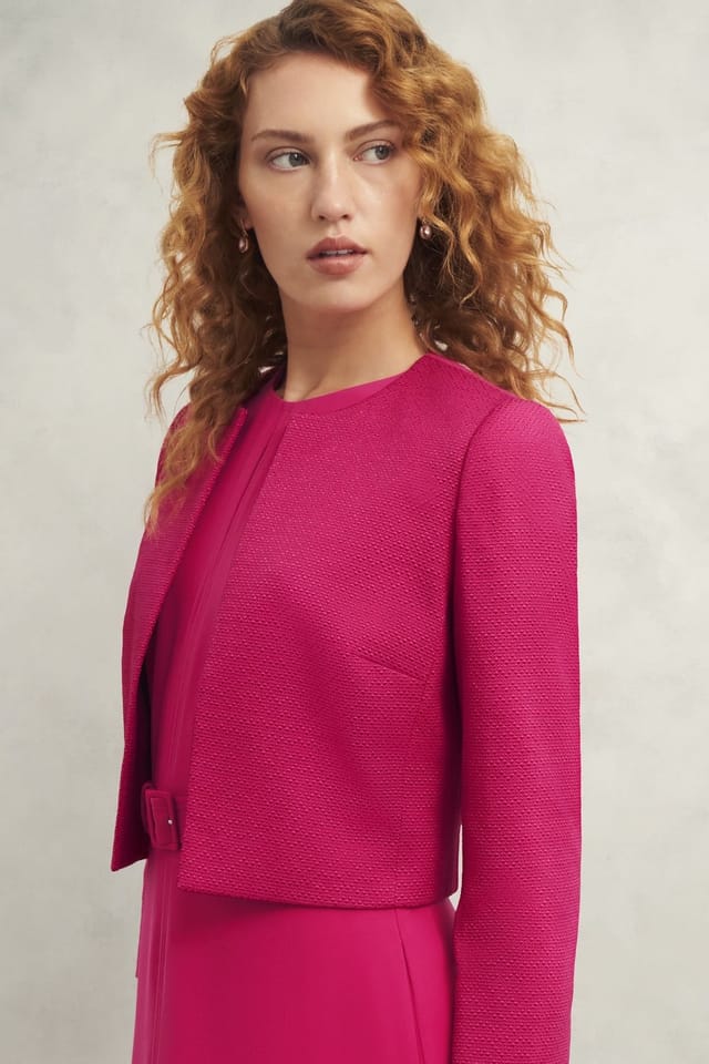 Hobbs London Hobbs London Women's Elize Cropped 3/4 Sleeve Occasion Jacket in Fuchsia - 3