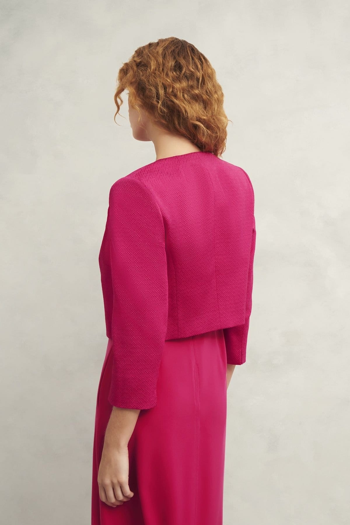 Hobbs London Hobbs London Women's Elize Cropped 3/4 Sleeve Occasion Jacket in Fuchsia - 4