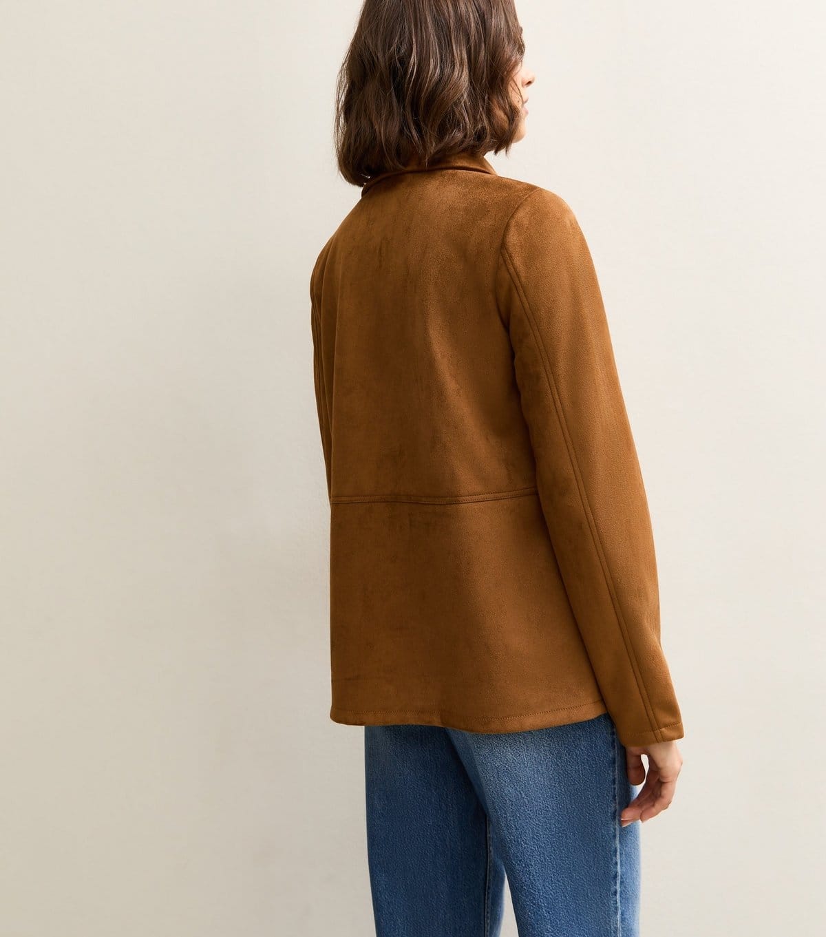New Look Women's Tan Faux Suede Button Front Jacket New Look - 4