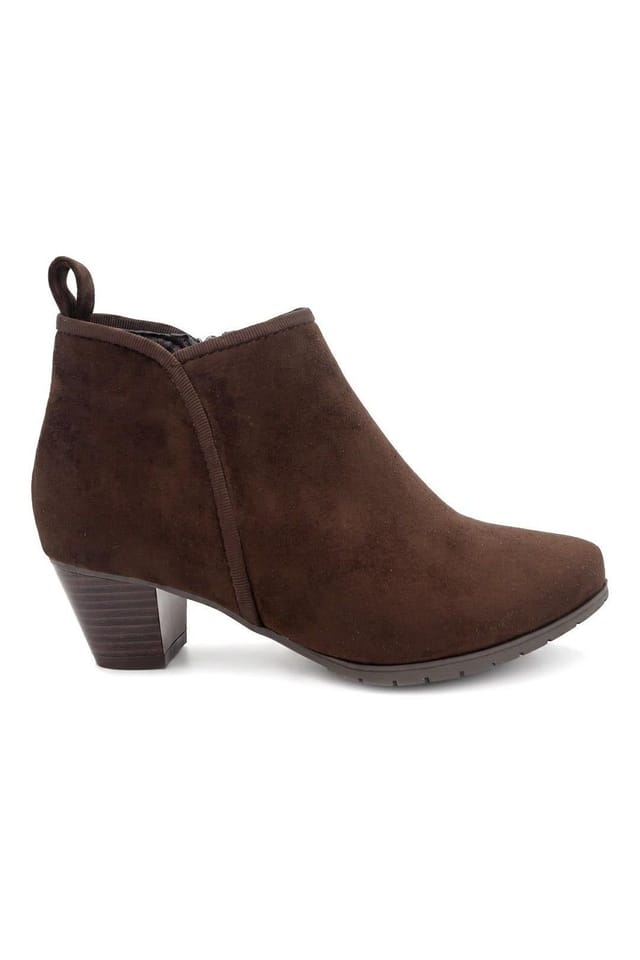 Pavers Pavers Women's Wide Fit Smart Block Heel Ankle Boots in Brown - 2