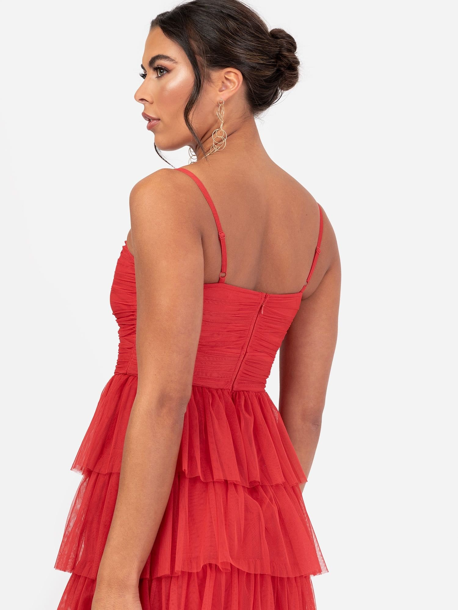 Anaya with Love Anaya with Love Women's Corsage Detail Tiered Cami Maxi Dress in Red - 4