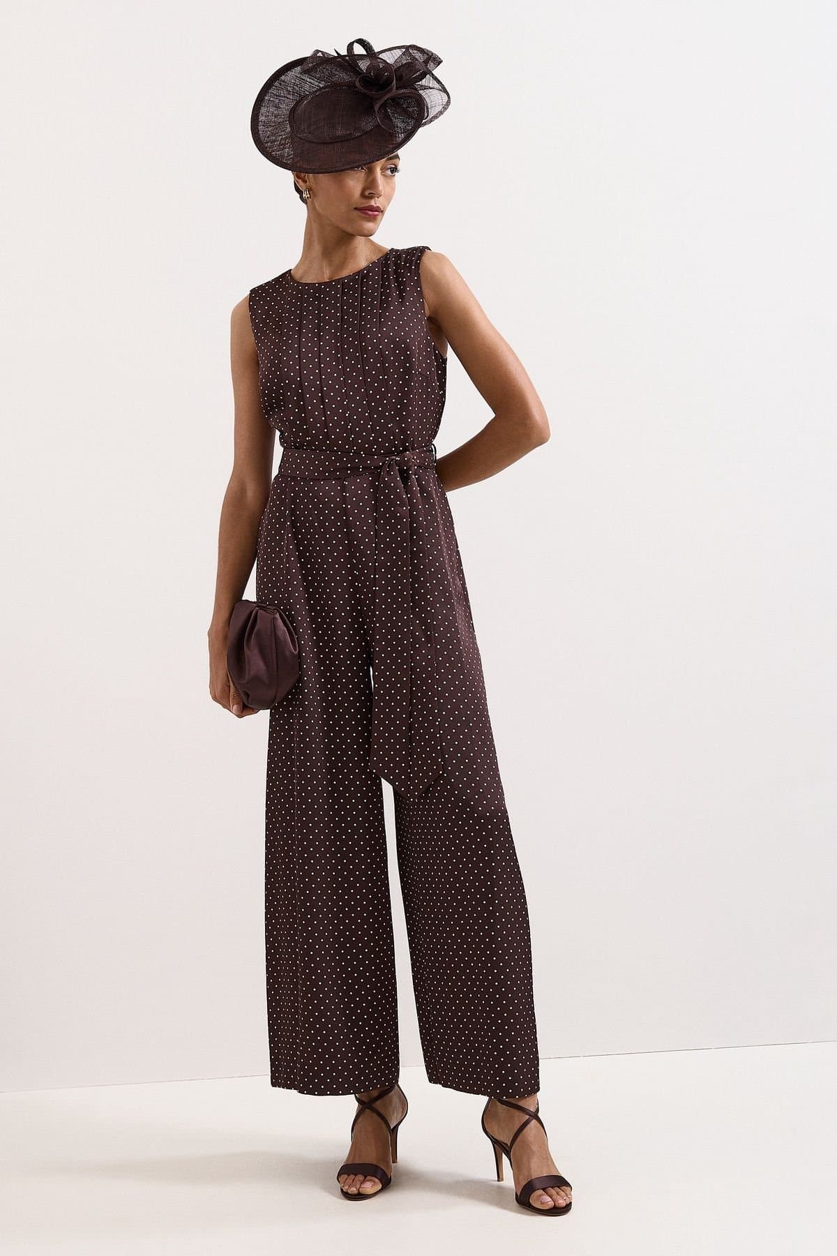 Phase Eight Phase Eight Women's Janine Spot Jumpsuit in Chocolate