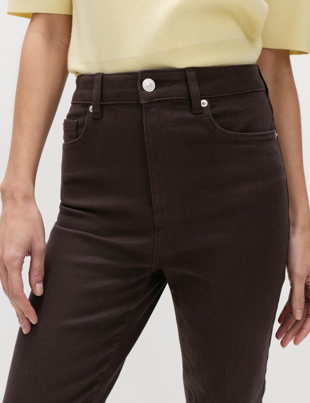 Marks & Spencer M&S High Waisted Kickflare Cropped Jeans Bitter Chocolate - 2