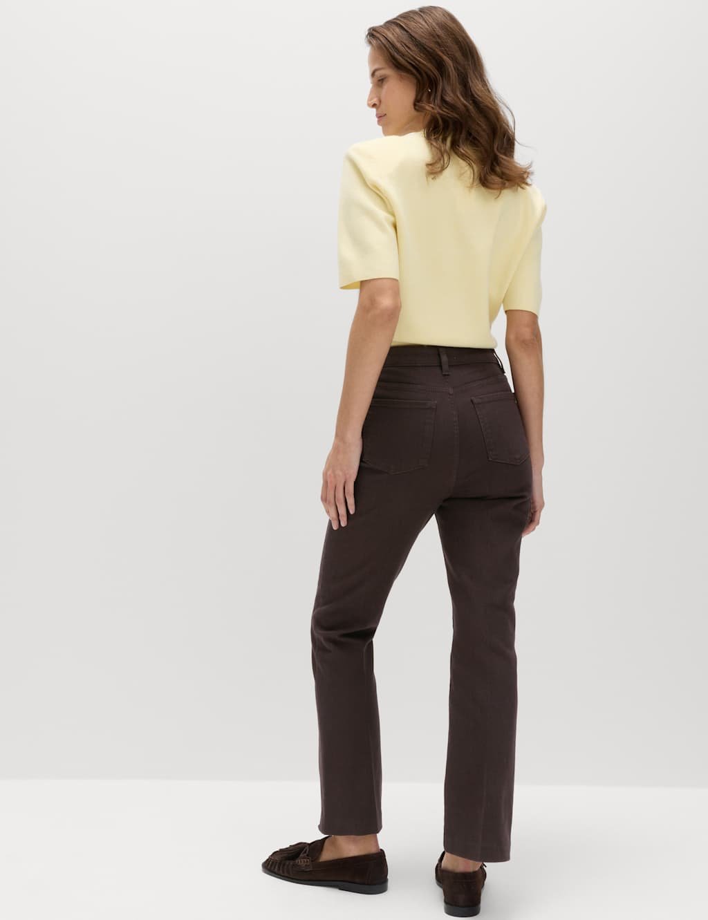 Marks & Spencer M&S High Waisted Kickflare Cropped Jeans Bitter Chocolate - 3