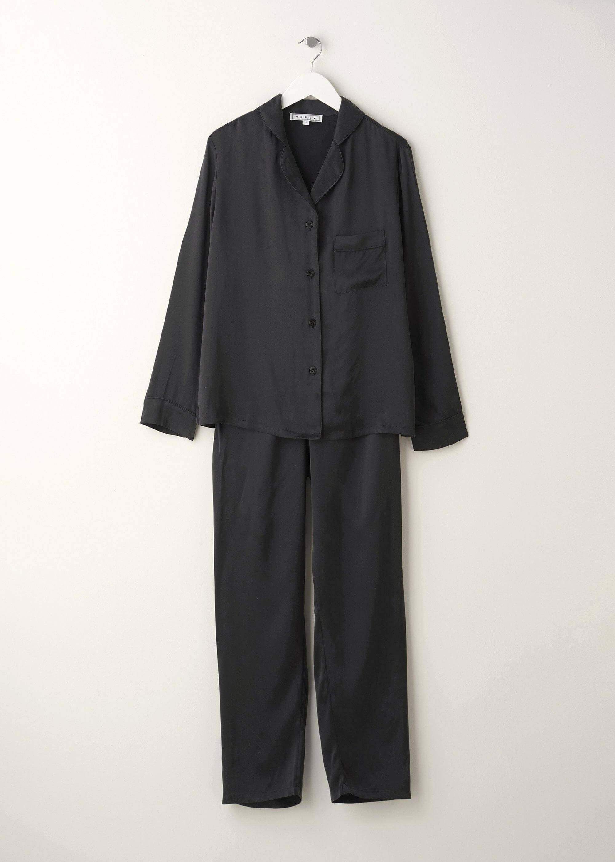 Truly Truly Women's Silk Pyjama Set in Black - 3