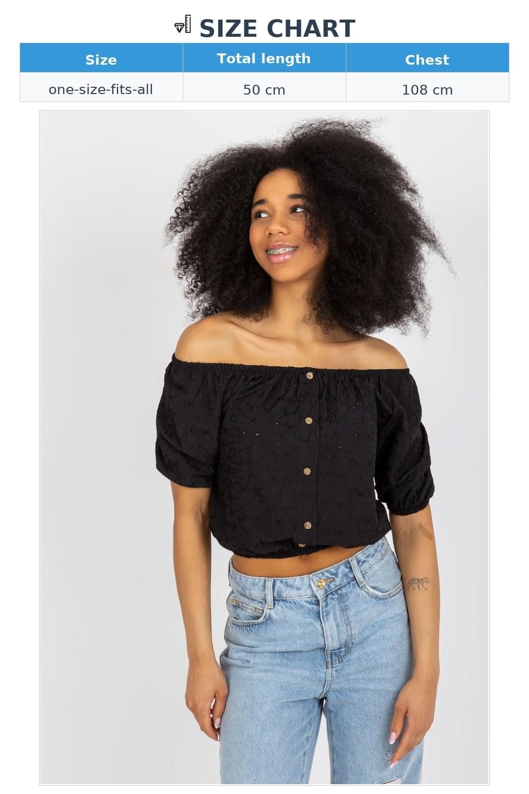 Love Lace Love Lace Women's Boho Off-Shoulder Cotton Lace Blouse in Black - 4