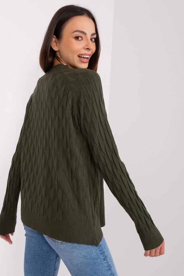 Love Lace Love Lace Women's Variegated Polyester Long Sleeve Neck Sweater in Green - 3