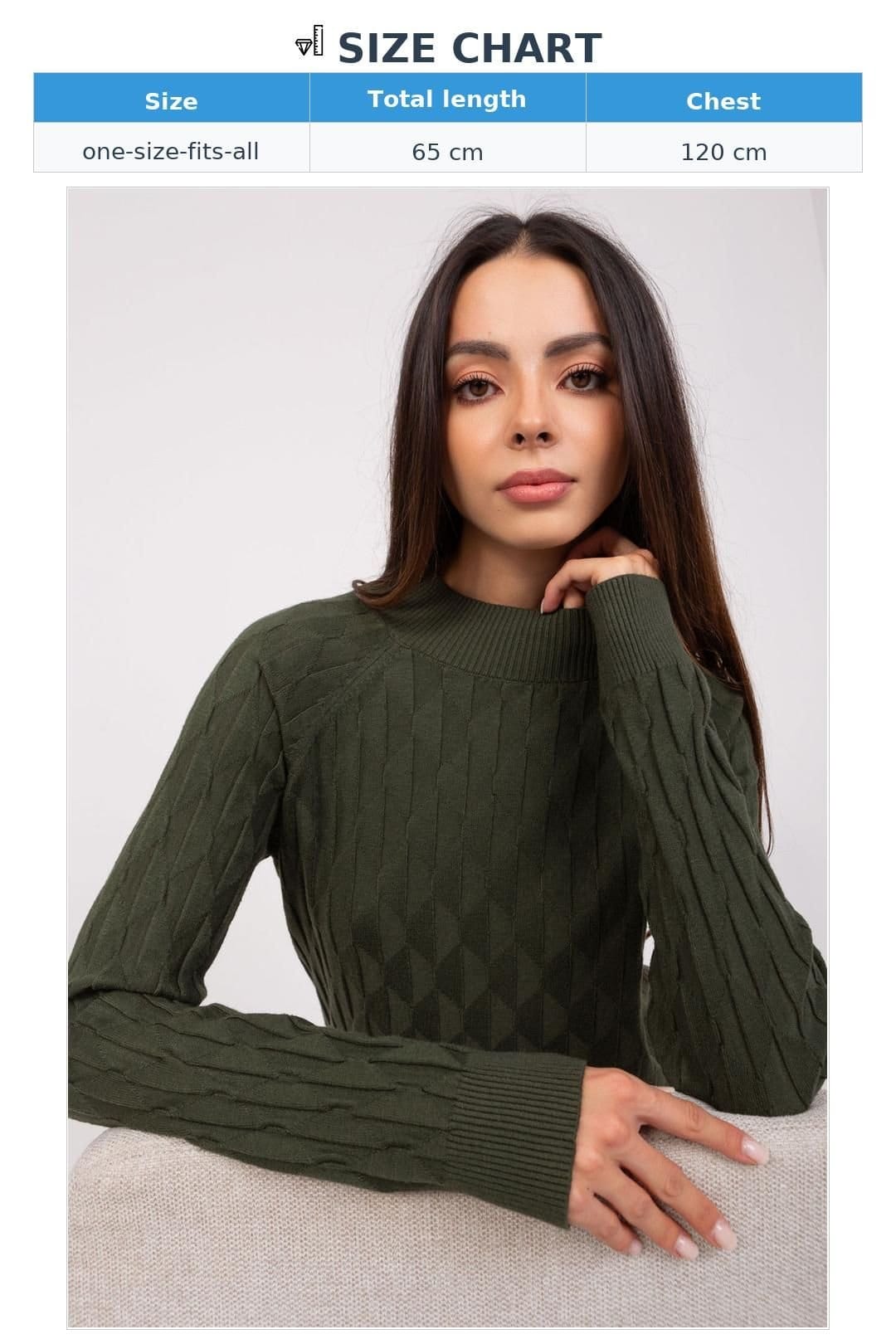 Love Lace Love Lace Women's Variegated Polyester Long Sleeve Neck Sweater in Green - 4
