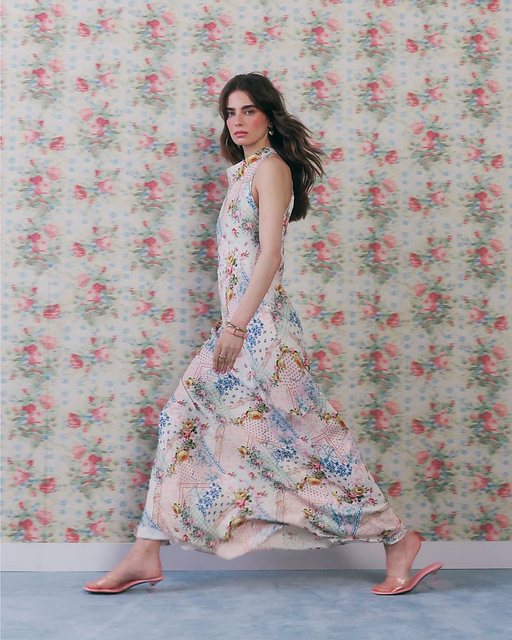 River Island River Island Womens Cream Halter Neck Slip Floral Dress