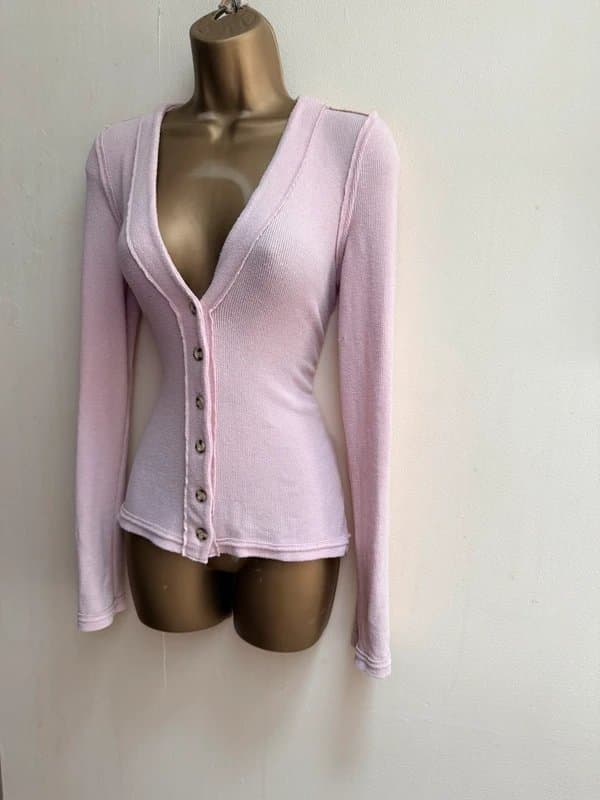 We The Free We the free pink long sleeve fitted cardigan jumper top s