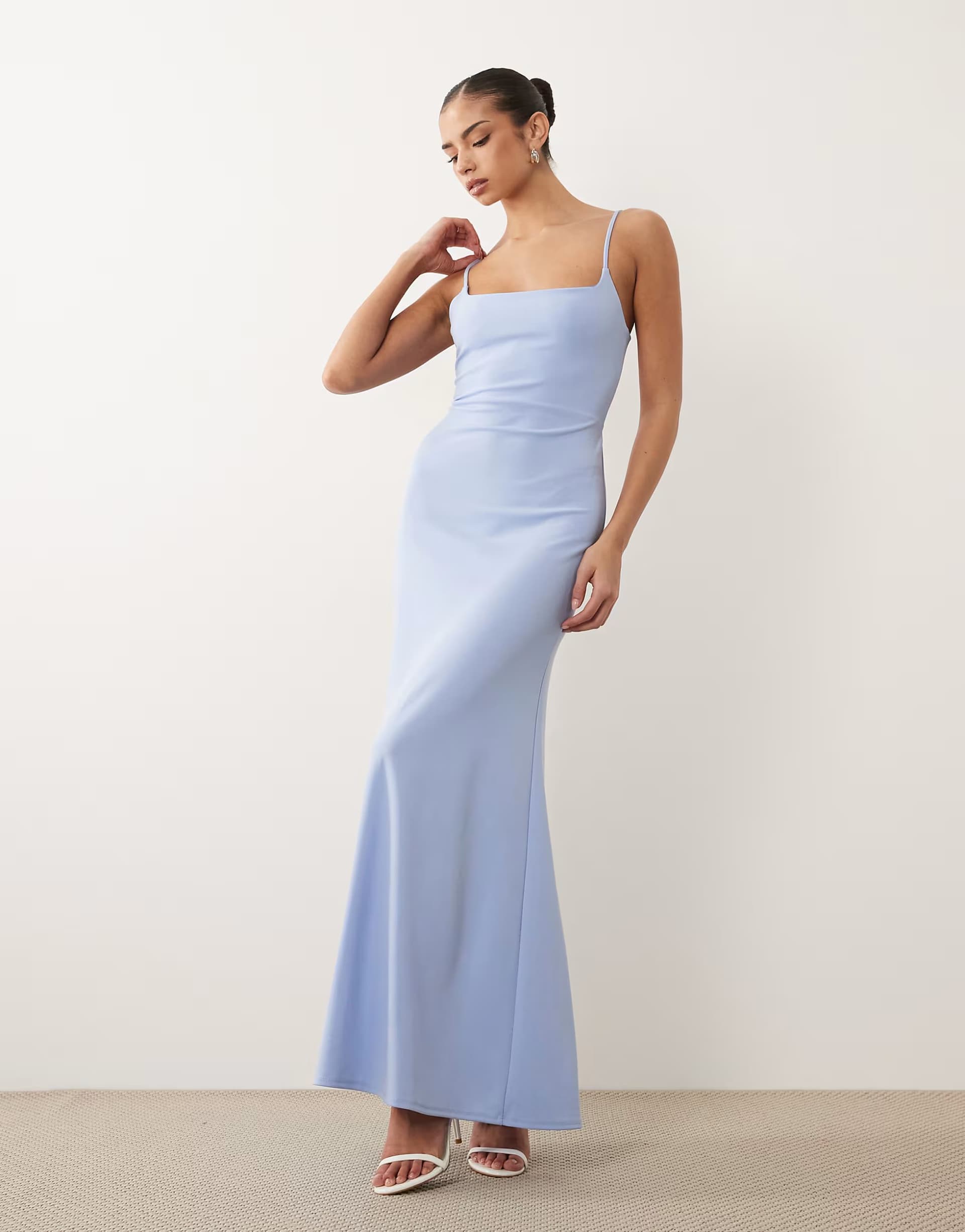ASOS ASOS DESIGN cami maxi dress with lace up back in baby blue 