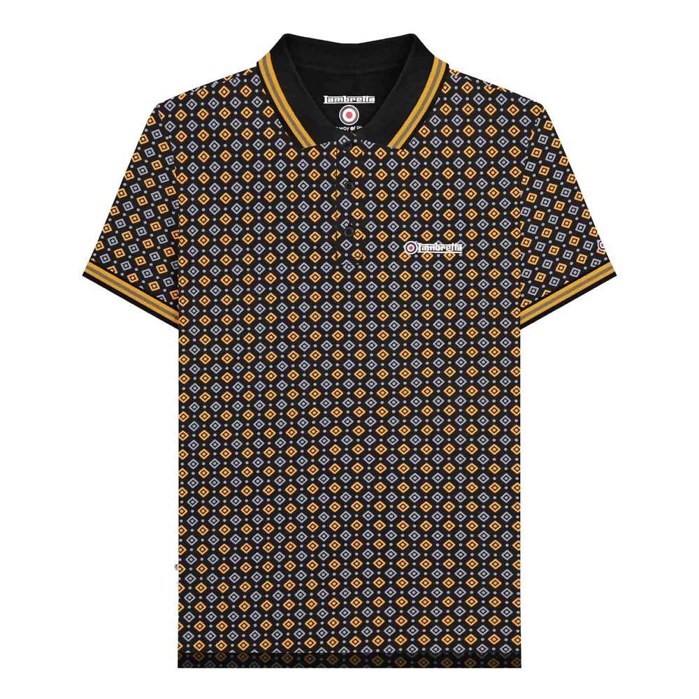 Lambretta Lambretta Men's SS25 Geometric Polo Shirt in Black - 3