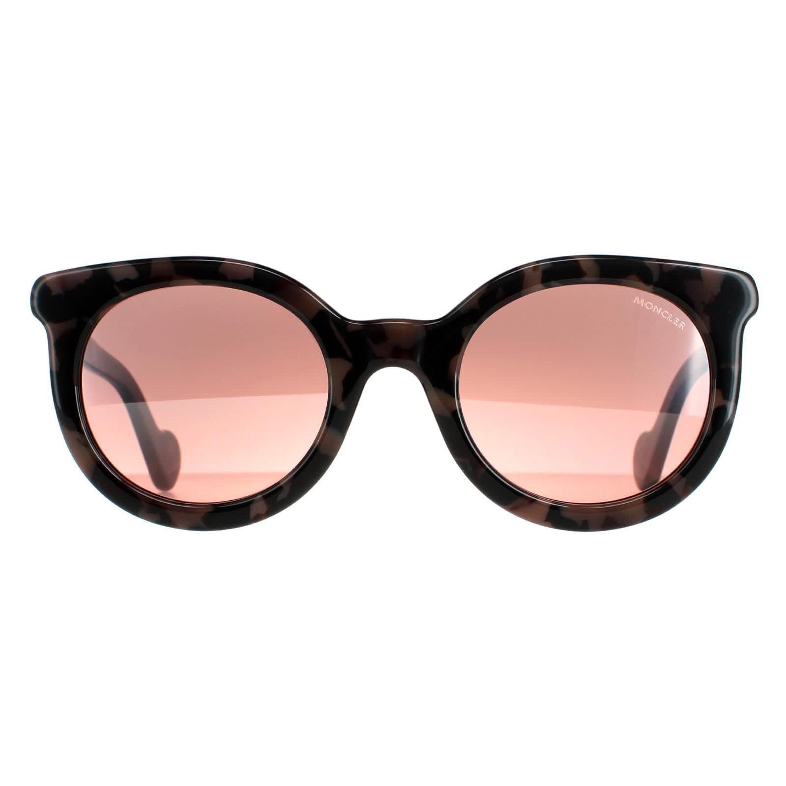 Moncler Moncler Women's Round Coloured Havana Bordeaux Mirror ML0015 in Brown