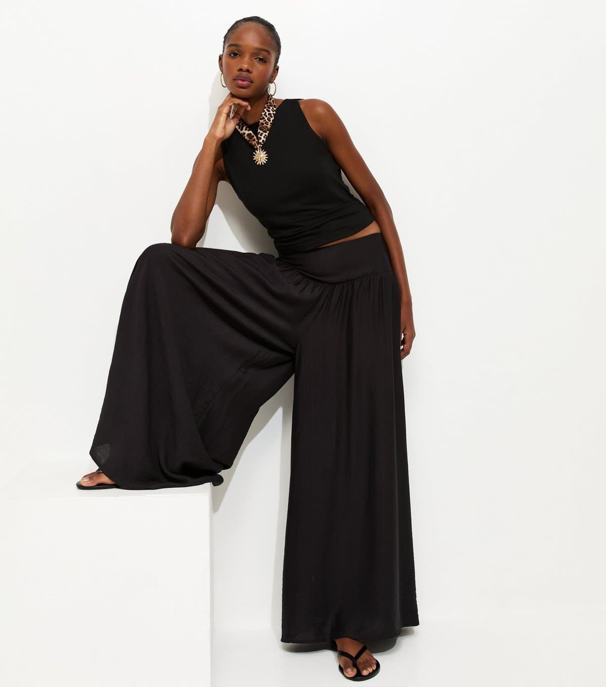 New Look Women's Black Wide Leg Palazzo Trousers New Look