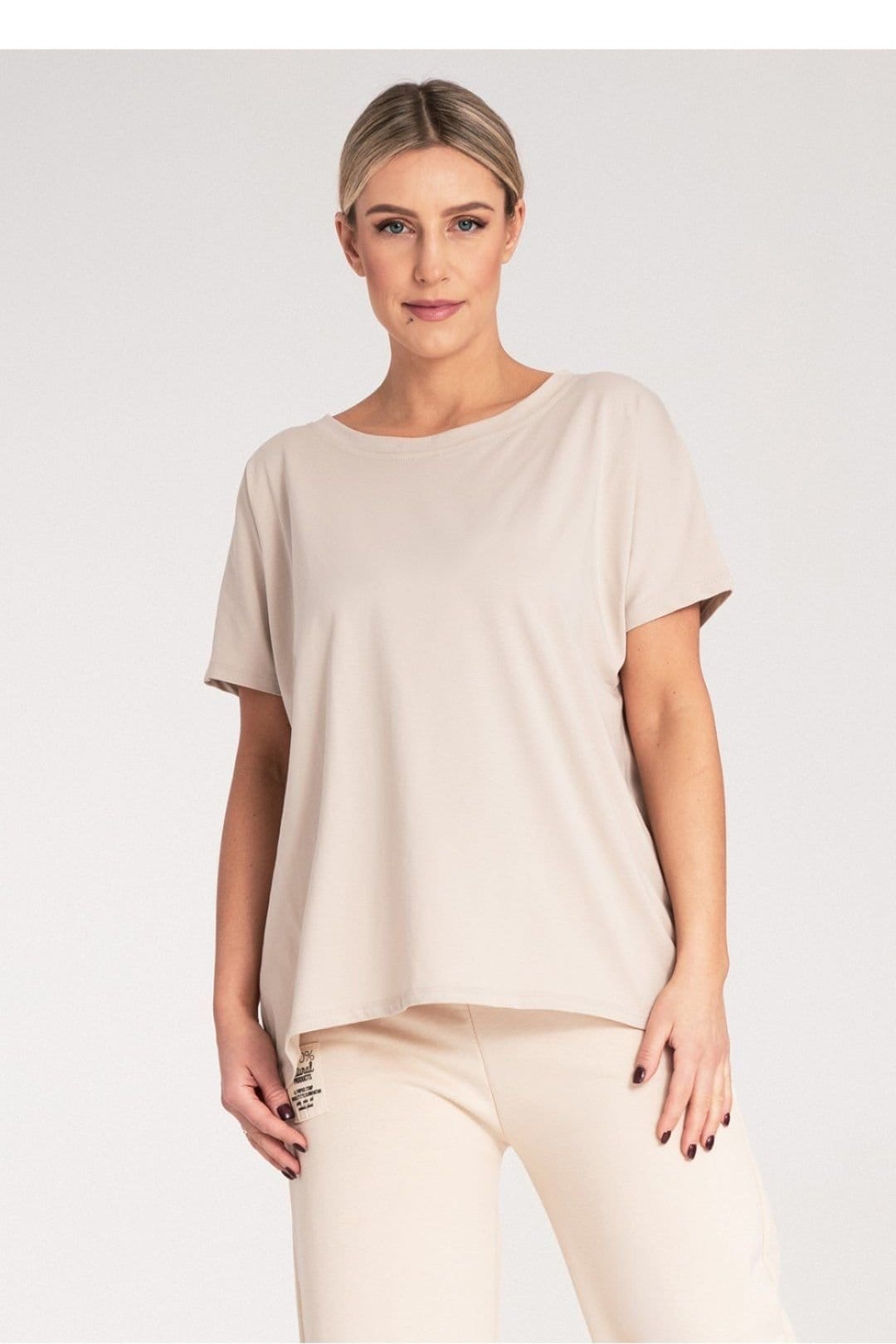 Love Lace Beige Round Neck Short Sleeve T-Shirt