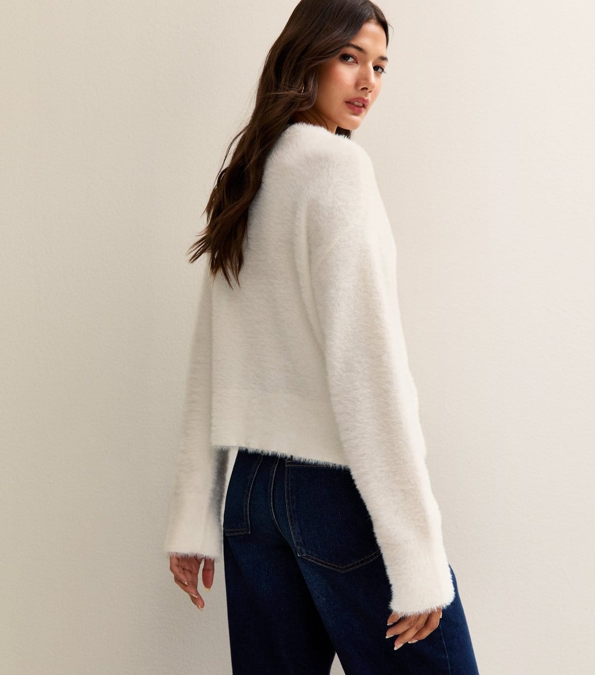New Look Women's White Fluffy Embroidered Mistletoe Motif Jumper New Look - 4