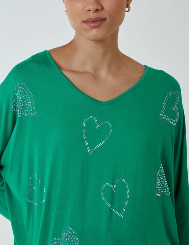 Blue Vanilla Hotfix Multi Heart Batwing Top - 3