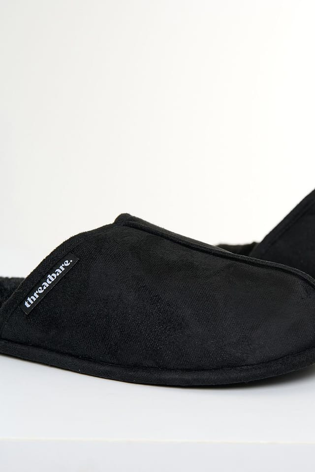Threadbare Threadbare Men's Faux Fur Lined Slip On Mule Slippers in Black - 2