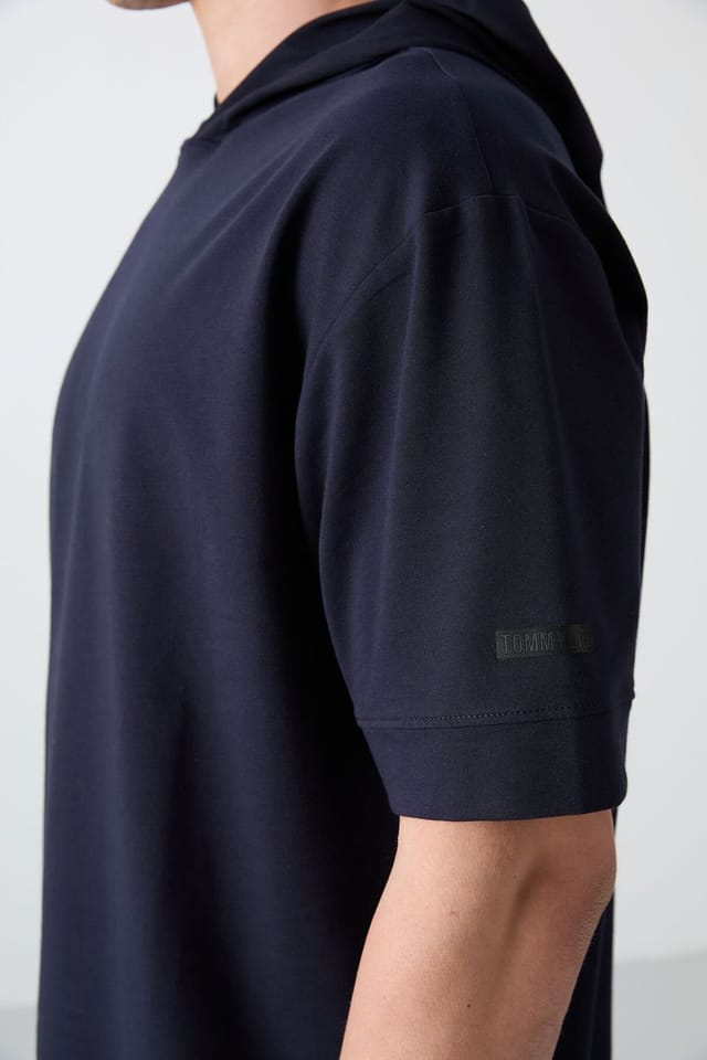 Tommy Life Tommy Life Men's Oversized Hooded Short-Sleeve T-Shirt in Navy - 3