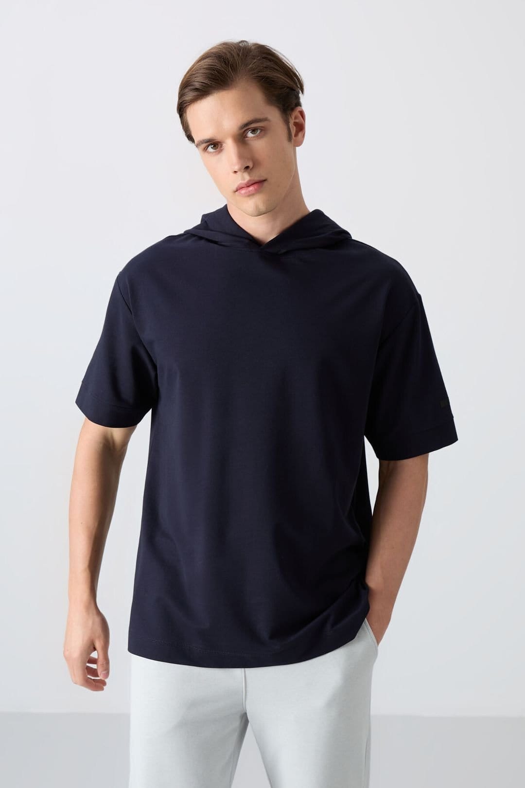 Tommy Life Tommy Life Men's Oversized Hooded Short-Sleeve T-Shirt in Navy - 4