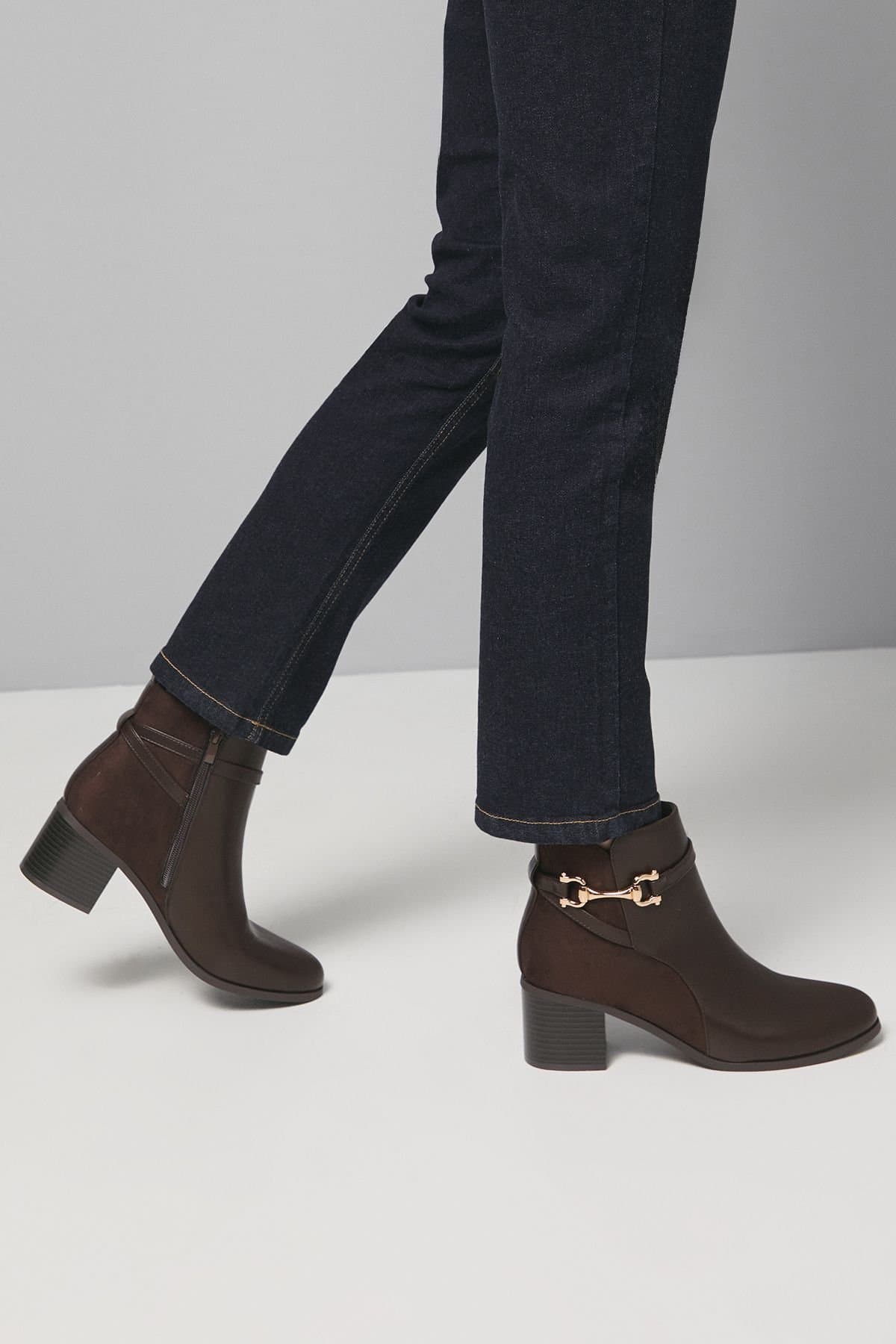 Wallis Wallis Brown Faux Leather Snaffle Detail Ankle Boots